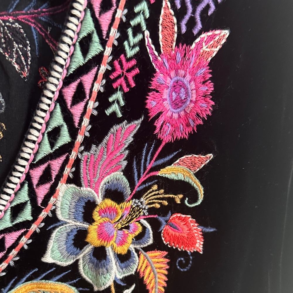 Johnny Was Black Top with Colorful Embroidery - Picture 10 of 17